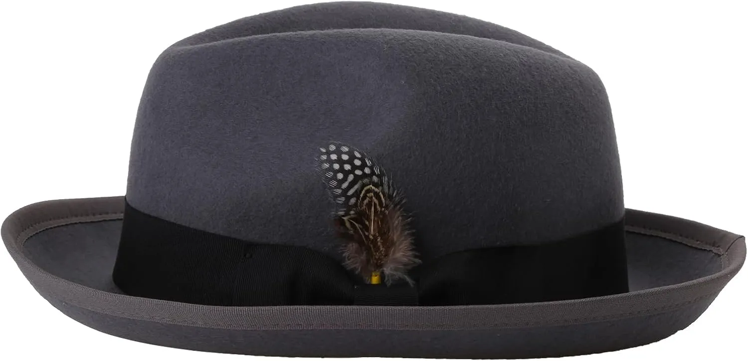 Adult Panama Flat Top Hat Oktoberfest Round MagicShow Headwear Masquerade Accessories Role Play Felt Hat Gray