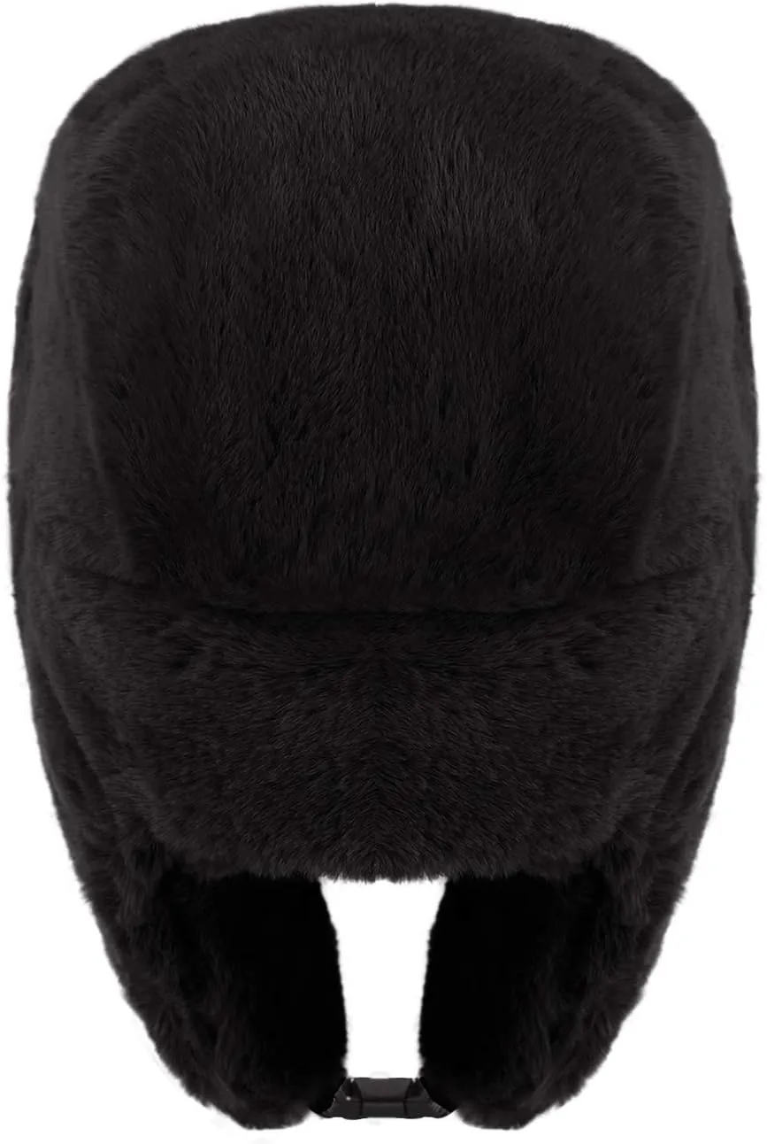 Adults Winter Cozy Plush Ushanka Russian Hat Windproof Full Hood Earflap Hat Warm Cold Proof Ski Hunting Cycling Trapper Hats