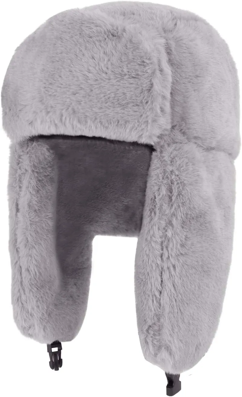 Adults Winter Cozy Plush Ushanka Russian Hat Windproof Full Hood Earflap Hat Warm Cold Proof Ski Hunting Cycling Trapper Hats