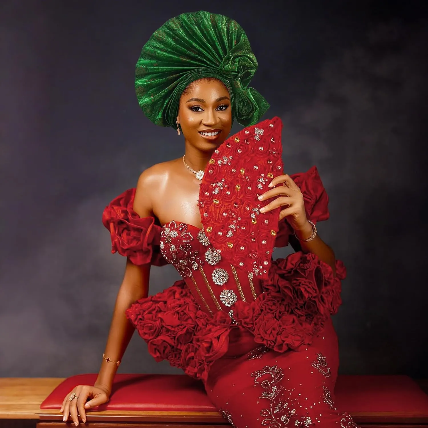 Auto Gele African Head Tie of Nigeria ASO Oke Headwraps Hat Turban Wedding Party Handmade Elegant Hair Wear Cap for Women