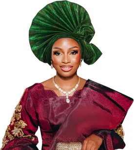 Auto Gele African Head Tie of Nigeria ASO Oke Headwraps Hat Turban Wedding Party Handmade Elegant Hair Wear Cap for Women