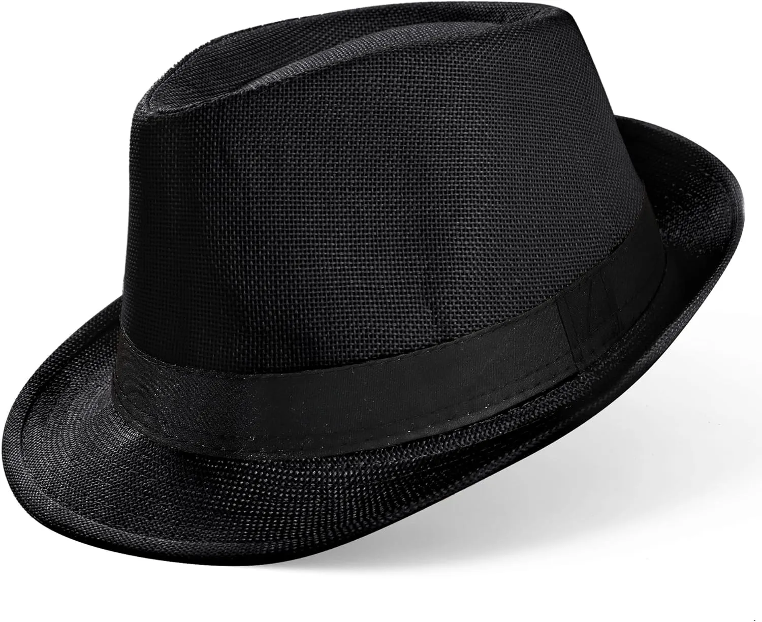 BABEYOND Straw Trilby Fedora Hat for Men-1920s Felt Panama Hat Short Brim Summer Cap with Ribbon