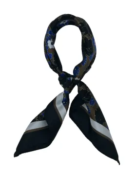 BLACK SILK NECKERCHIEF WITH FLORAL PRINT