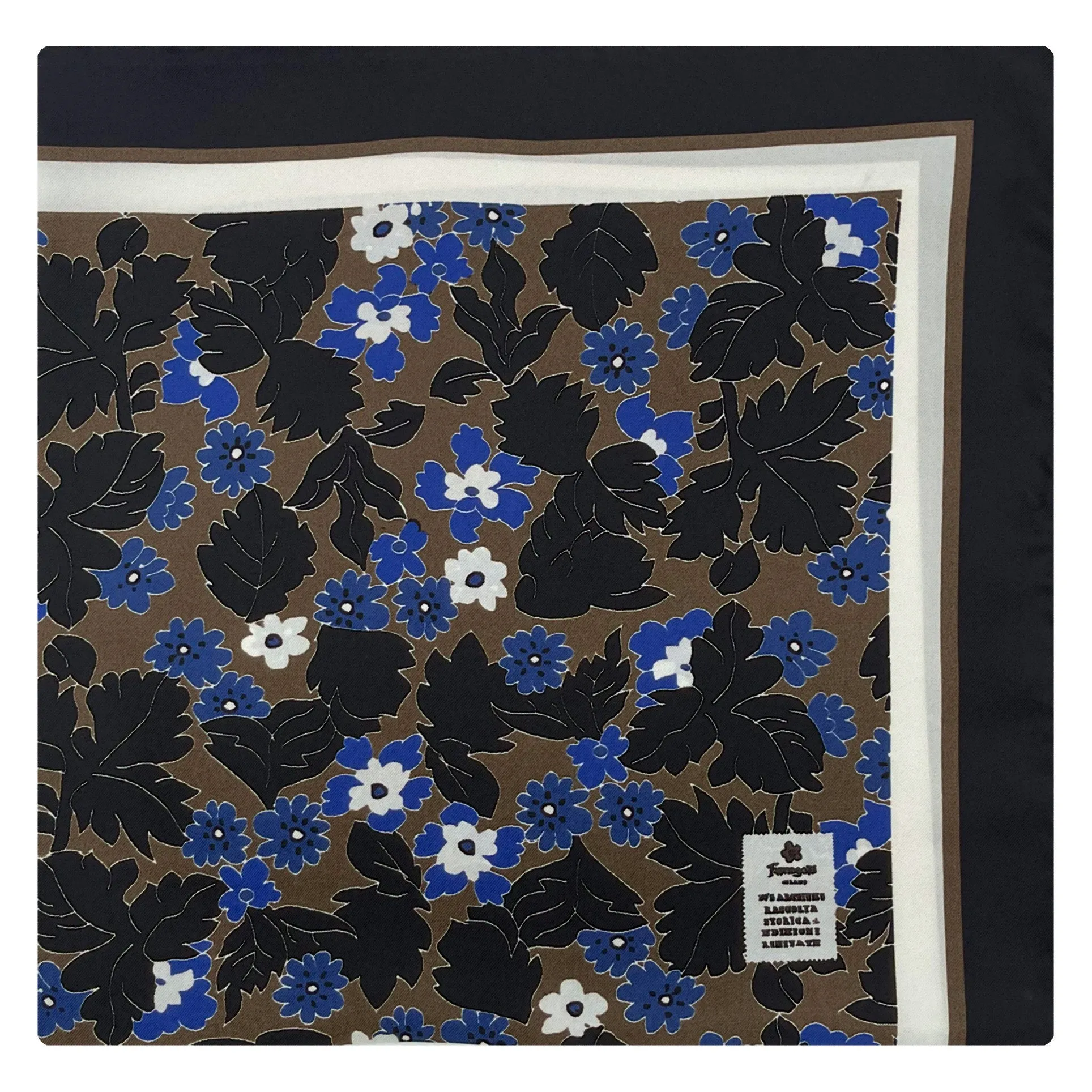 BLACK SILK NECKERCHIEF WITH FLORAL PRINT