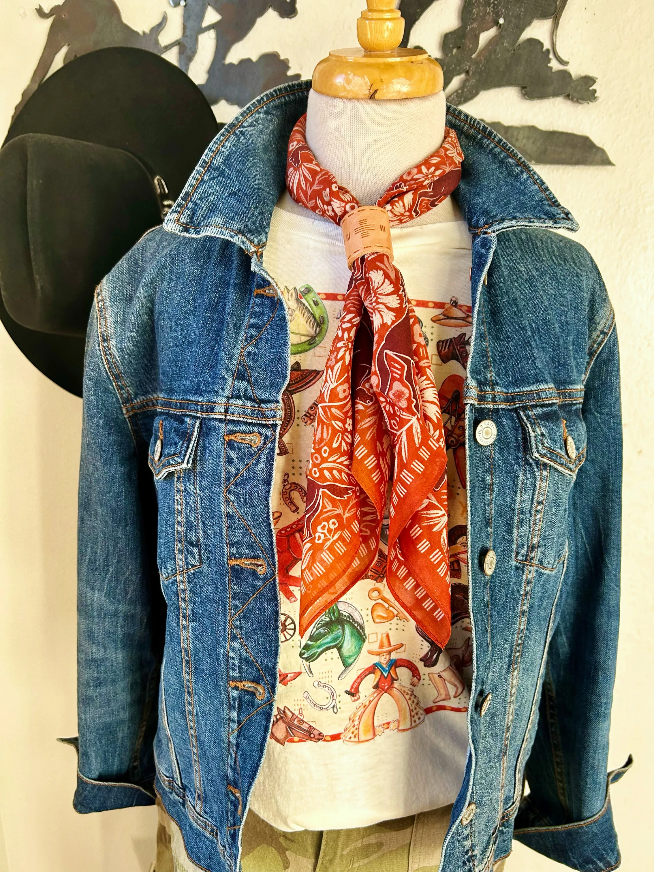 Block Print Horses XOXO Scarf