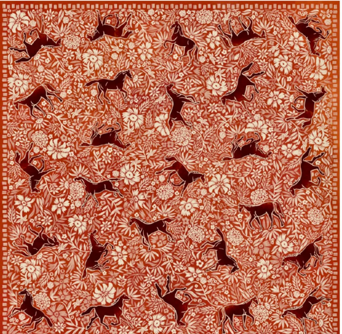 Block Print Horses XOXO Scarf