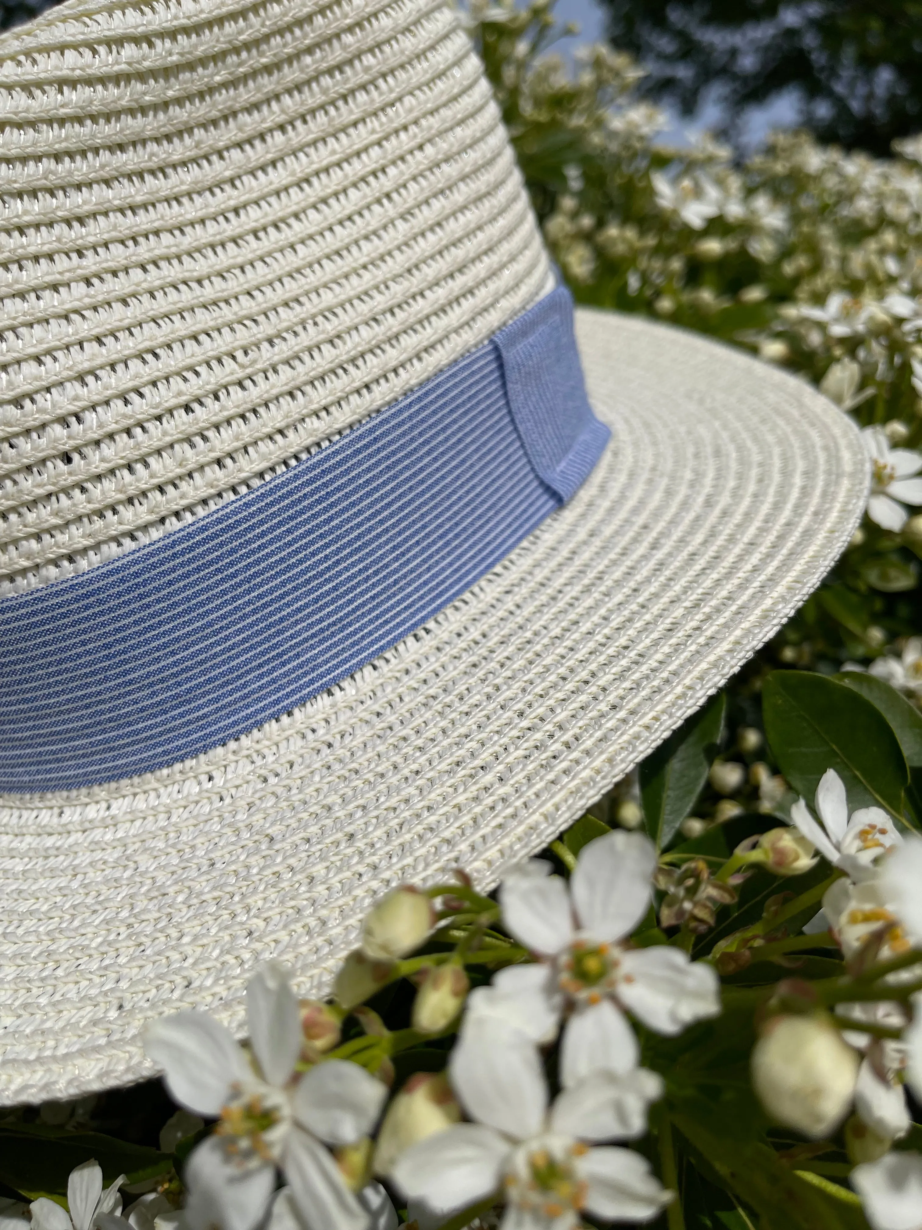 Blue linen stripe band