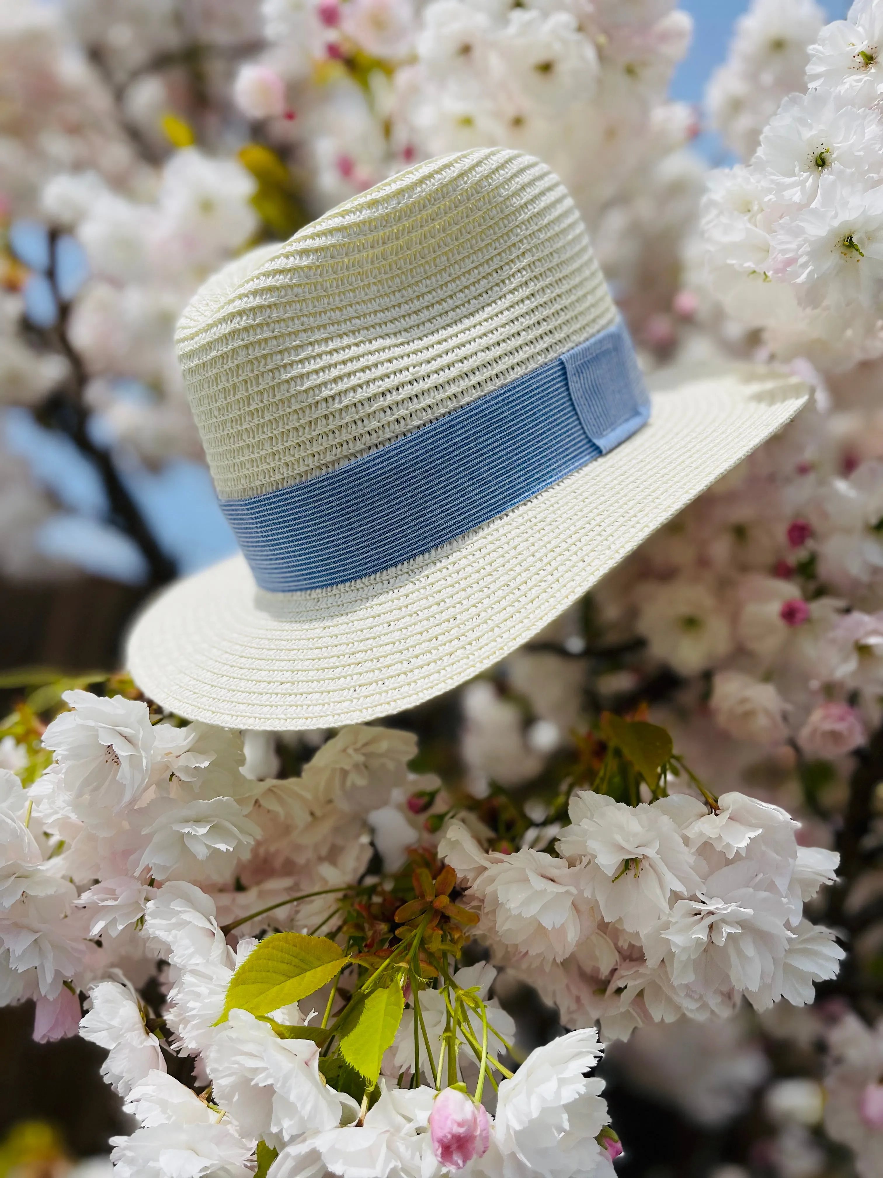 Blue linen stripe band