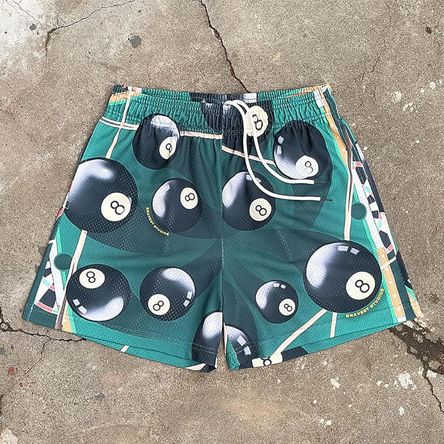 BOOMLEMON Mens Mesh Graphic Print Shorts Summer Basketball Running Shorts Retro Casual Cool Streetwear Short Pants