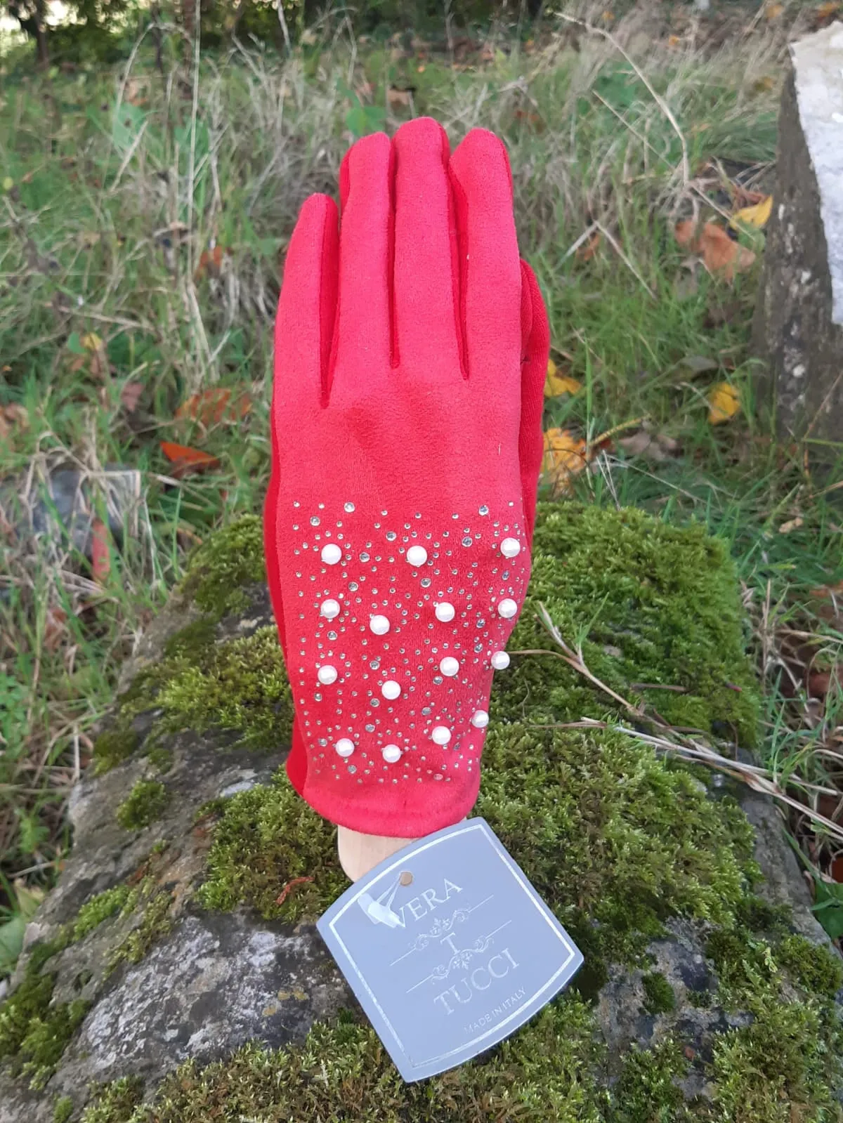 Brittany Faux Suede Pearl Detail Gloves - KCG28