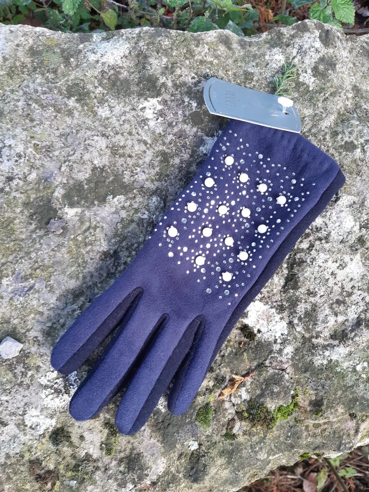 Brittany Faux Suede Pearl Detail Gloves - KCG28