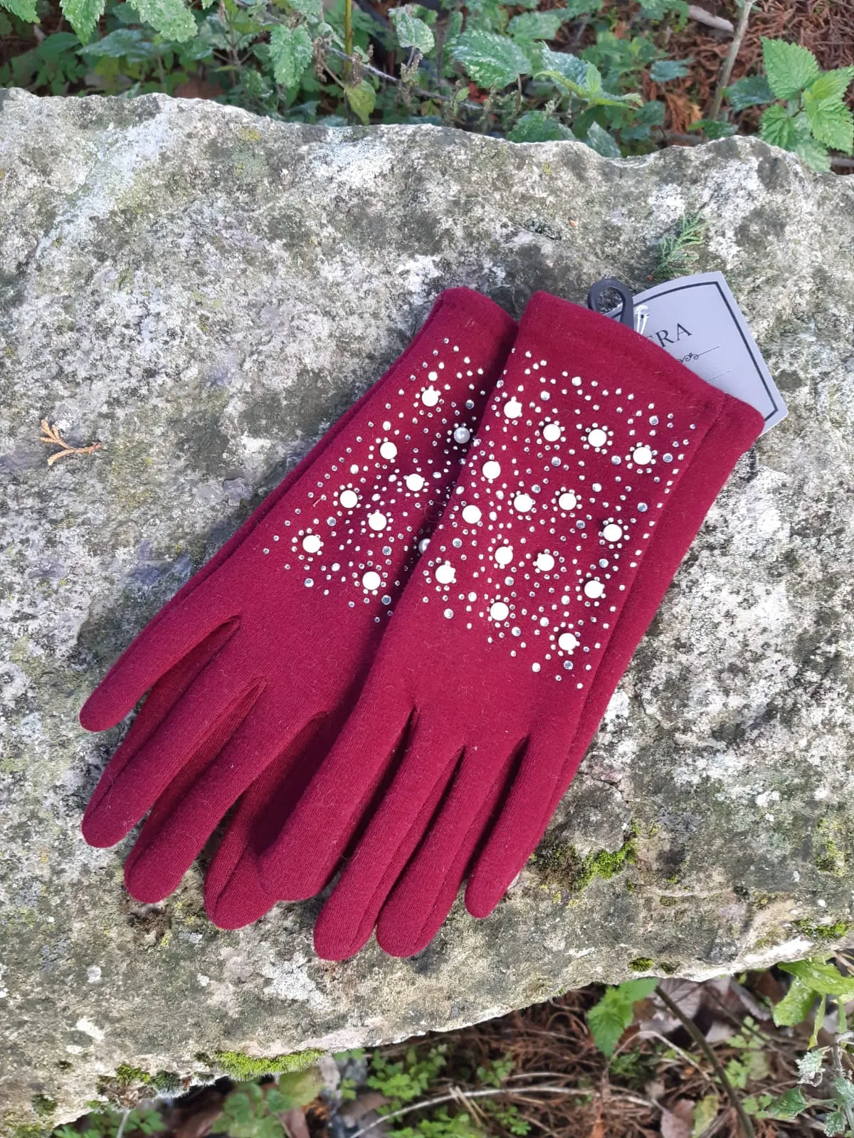 Brittany Faux Suede Pearl Detail Gloves - KCG28