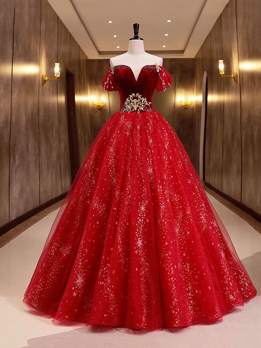 Burgundy Velvet Tulle Long Formal Dress Burgundy Off Shoulder Prom Dress