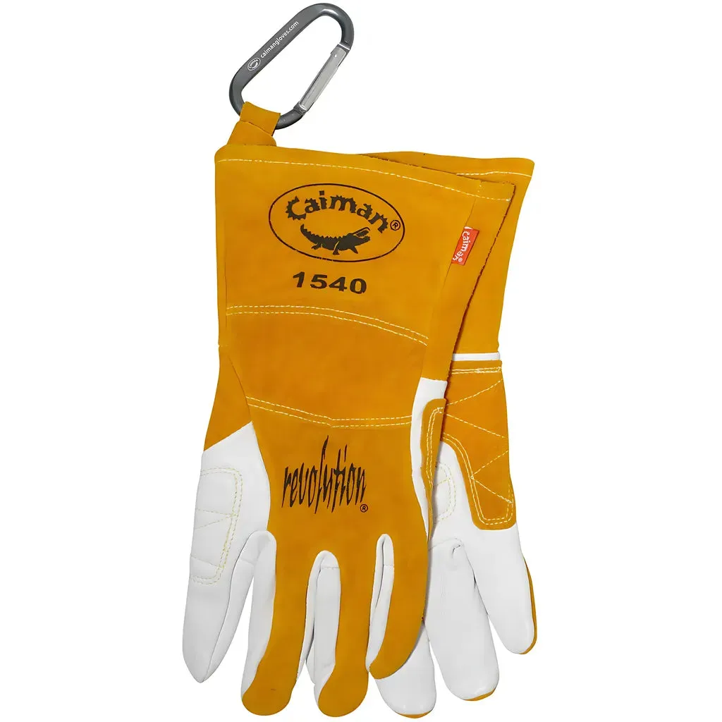 Caiman 1540-6 Premium Goat Grain TIG/Multi-Task Welder's Glove with Split Cowhide Back - 4" Kontour Wrist Cuff