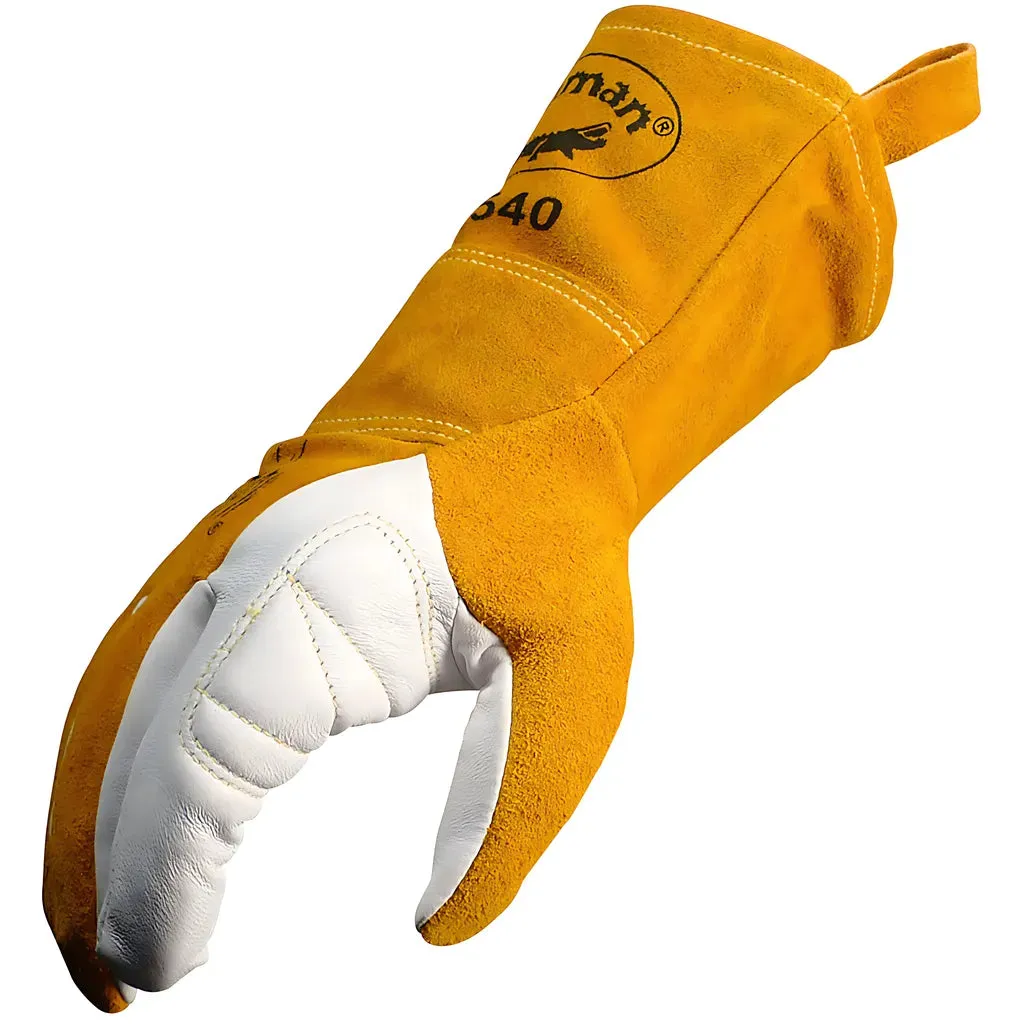 Caiman 1540-6 Premium Goat Grain TIG/Multi-Task Welder's Glove with Split Cowhide Back - 4" Kontour Wrist Cuff