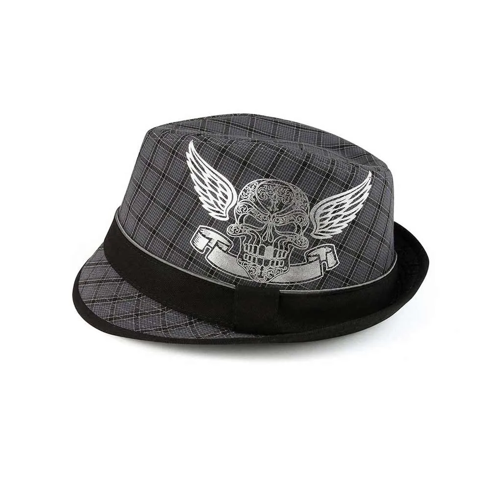 Checkered Skull Fedora Hat