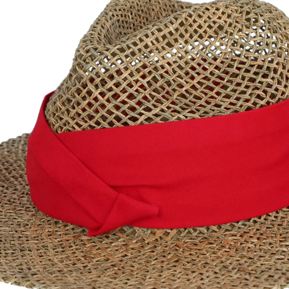 CTM Unisex Twisted Straw Fedora with Shapeable Brim and Hatband