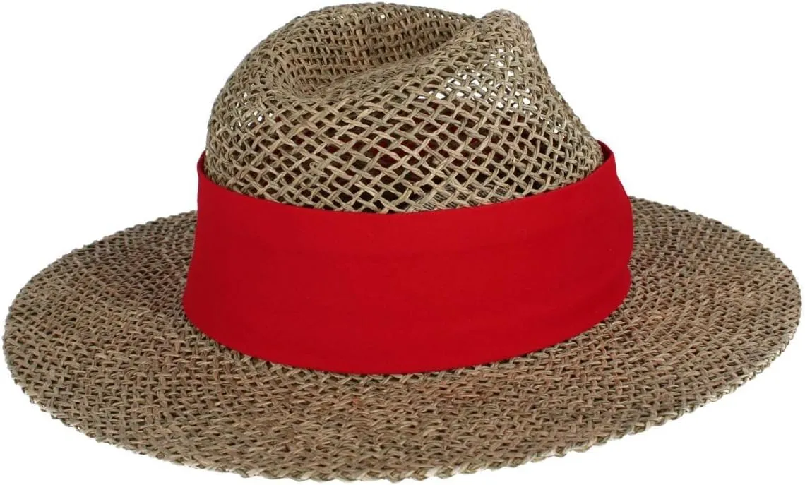CTM Unisex Twisted Straw Fedora with Shapeable Brim and Hatband