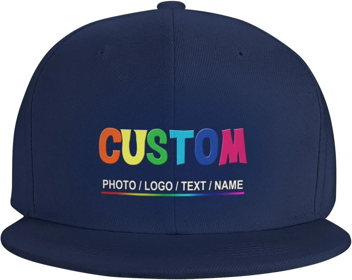 Custom Snapback Hats for Men Personalized Hip Hop Flat Bill Brim Baseball Cap Add Your Own Text Photo Logo