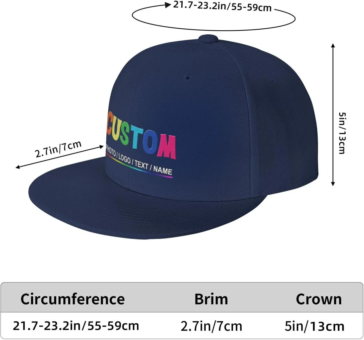 Custom Snapback Hats for Men Personalized Hip Hop Flat Bill Brim Baseball Cap Add Your Own Text Photo Logo