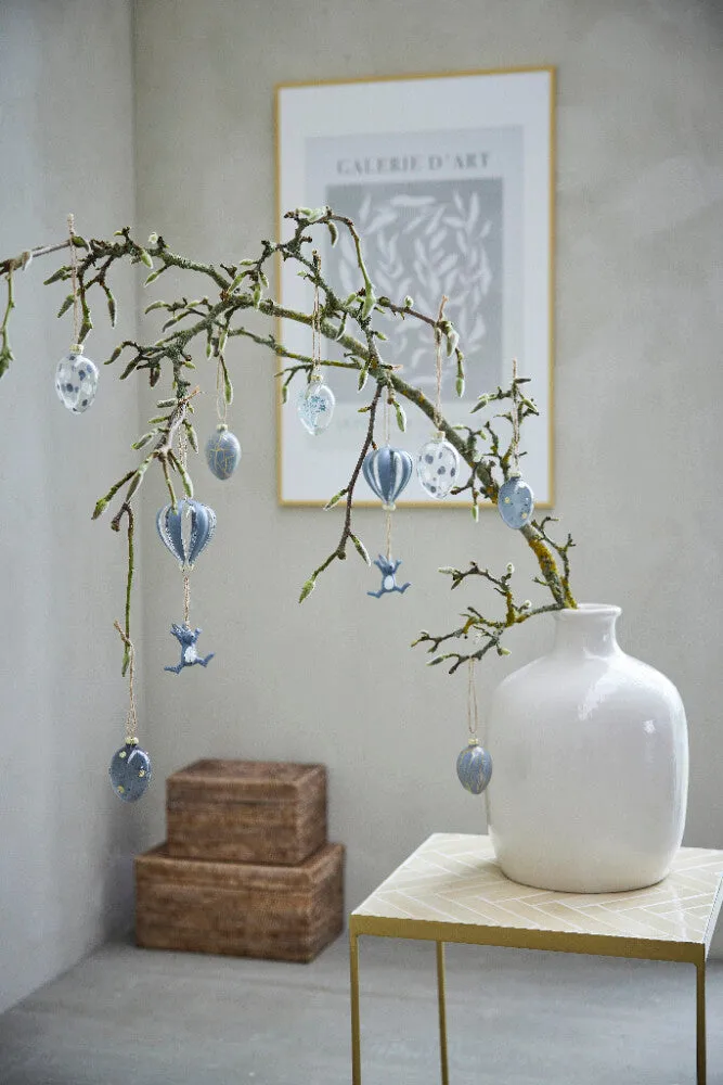 Fedora Glass Egg ornament H7 cm. grey