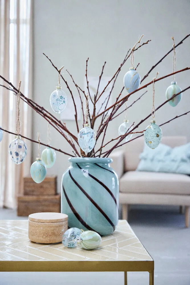Fedora Glass Egg ornament H7 cm. grey
