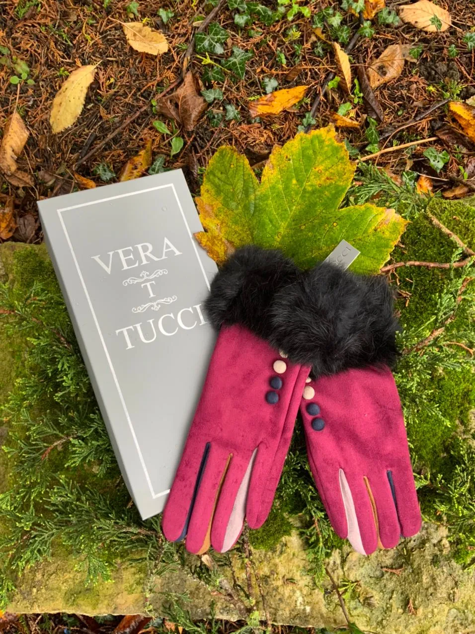 Felicity Faux Suede Fur Trim Gloves - G08
