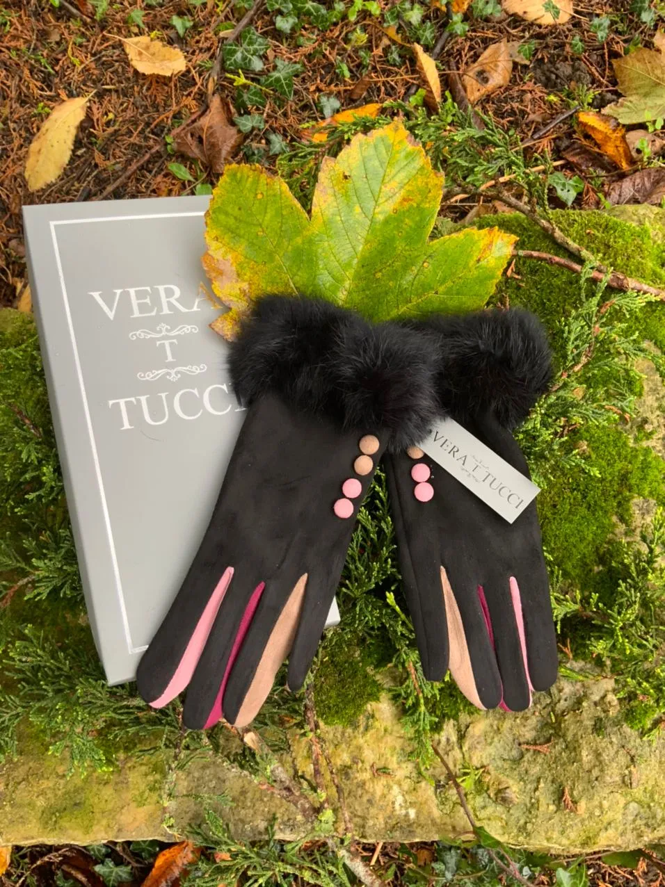 Felicity Faux Suede Fur Trim Gloves - G08