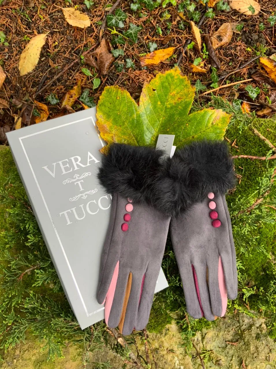 Felicity Faux Suede Fur Trim Gloves - G08