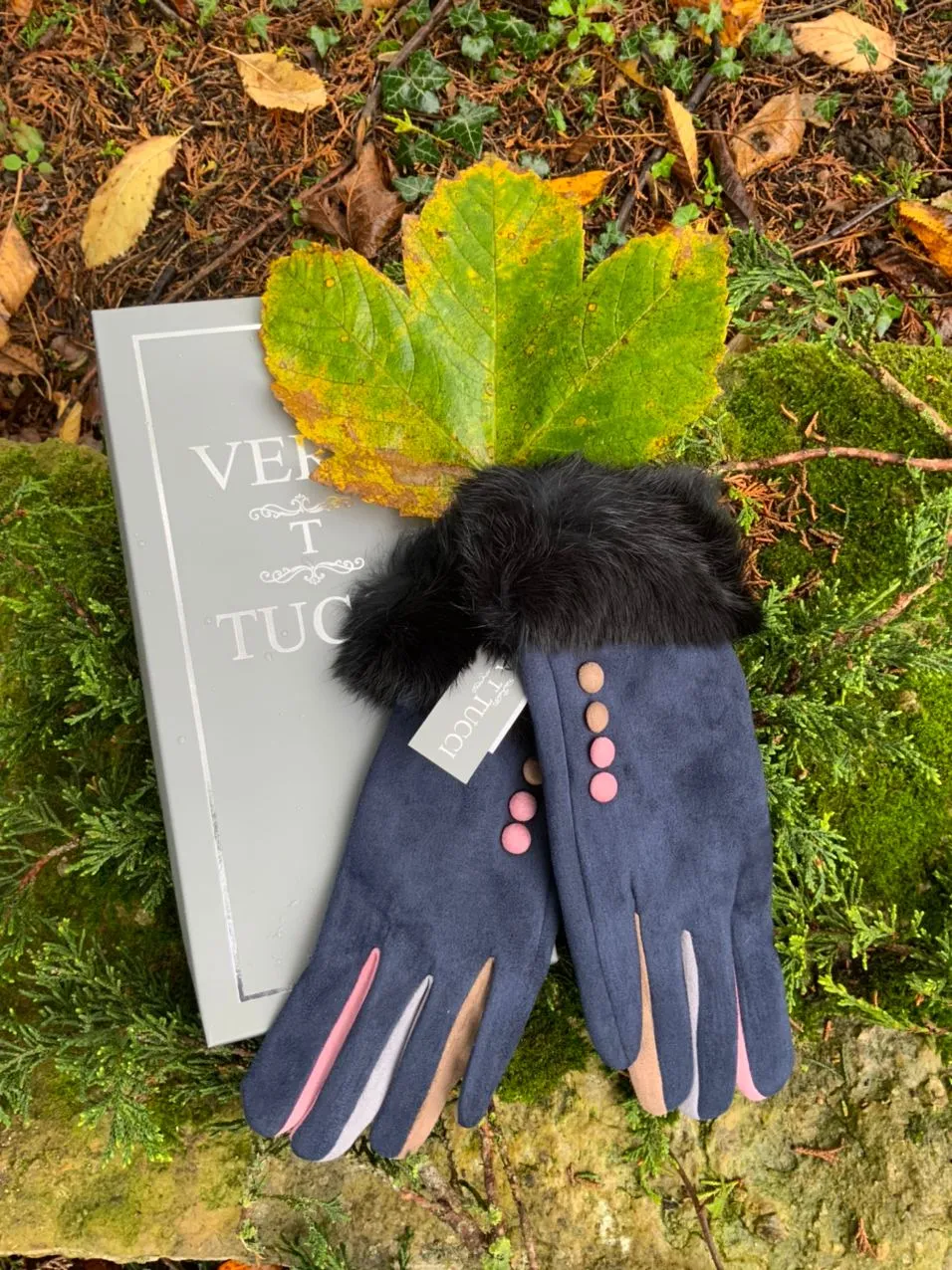 Felicity Faux Suede Fur Trim Gloves - G08