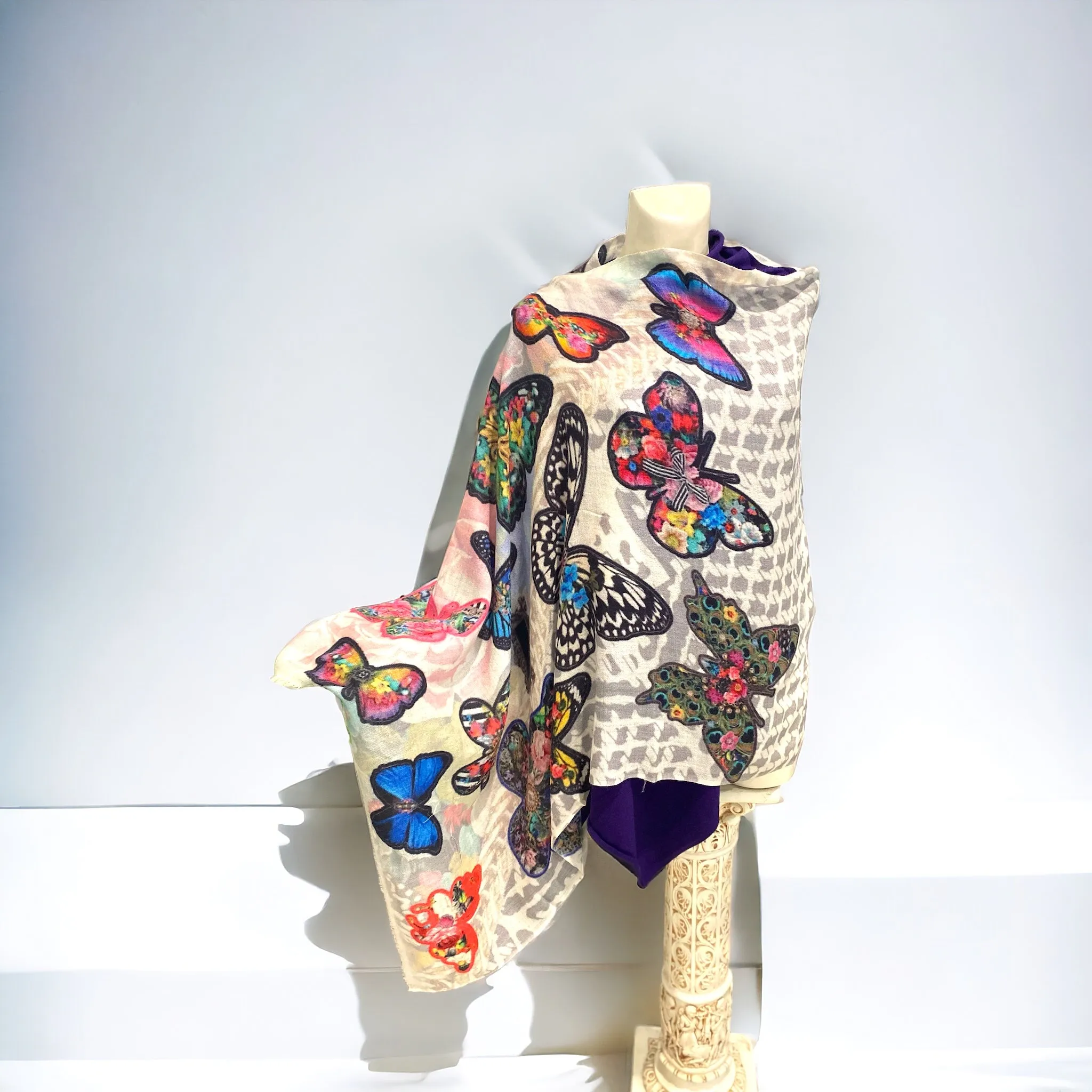 Flora Butterfly 100% Cashmere Julian Scarf /Wrap