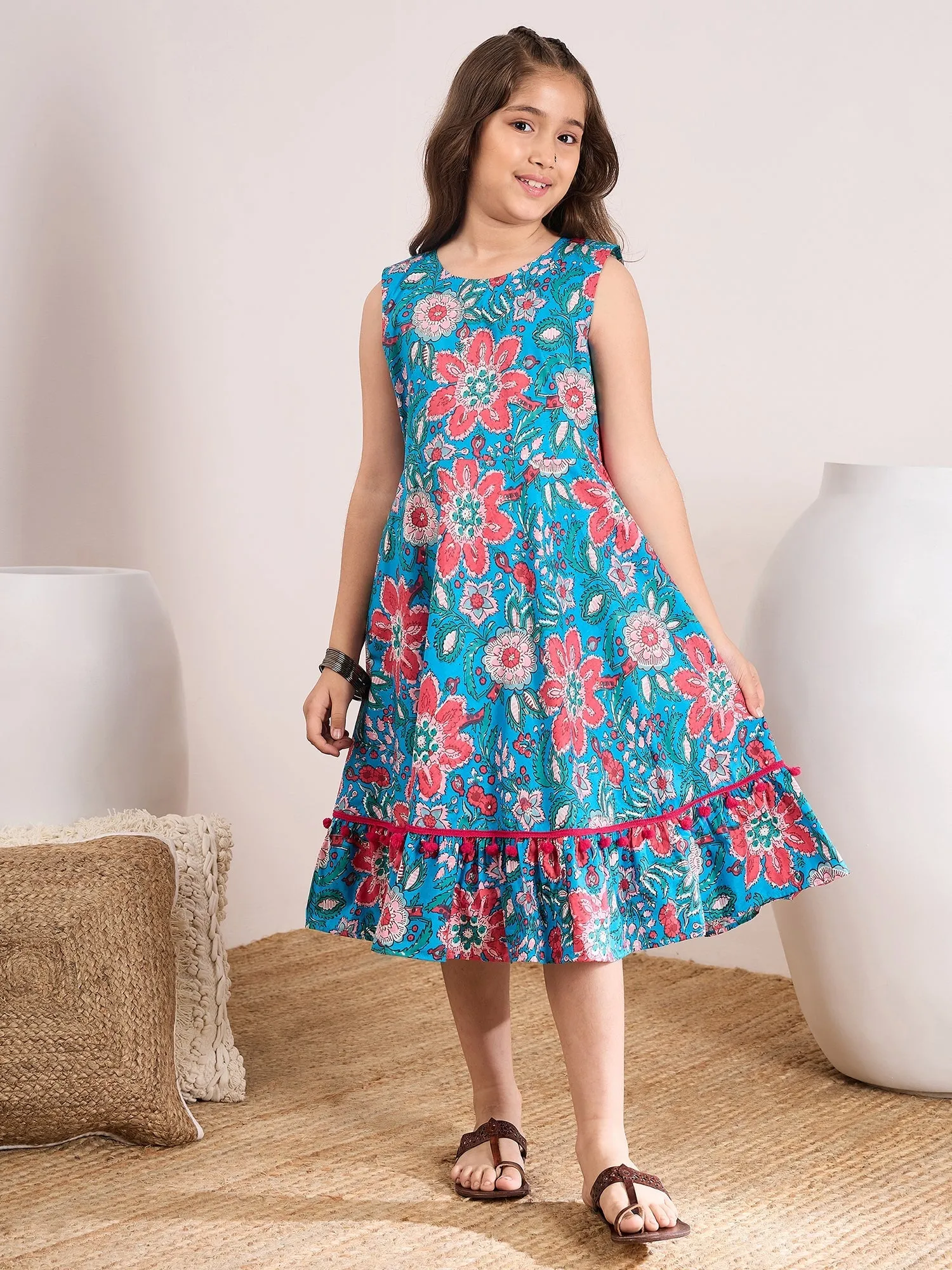 Floral Print A-Line Midi Dress
