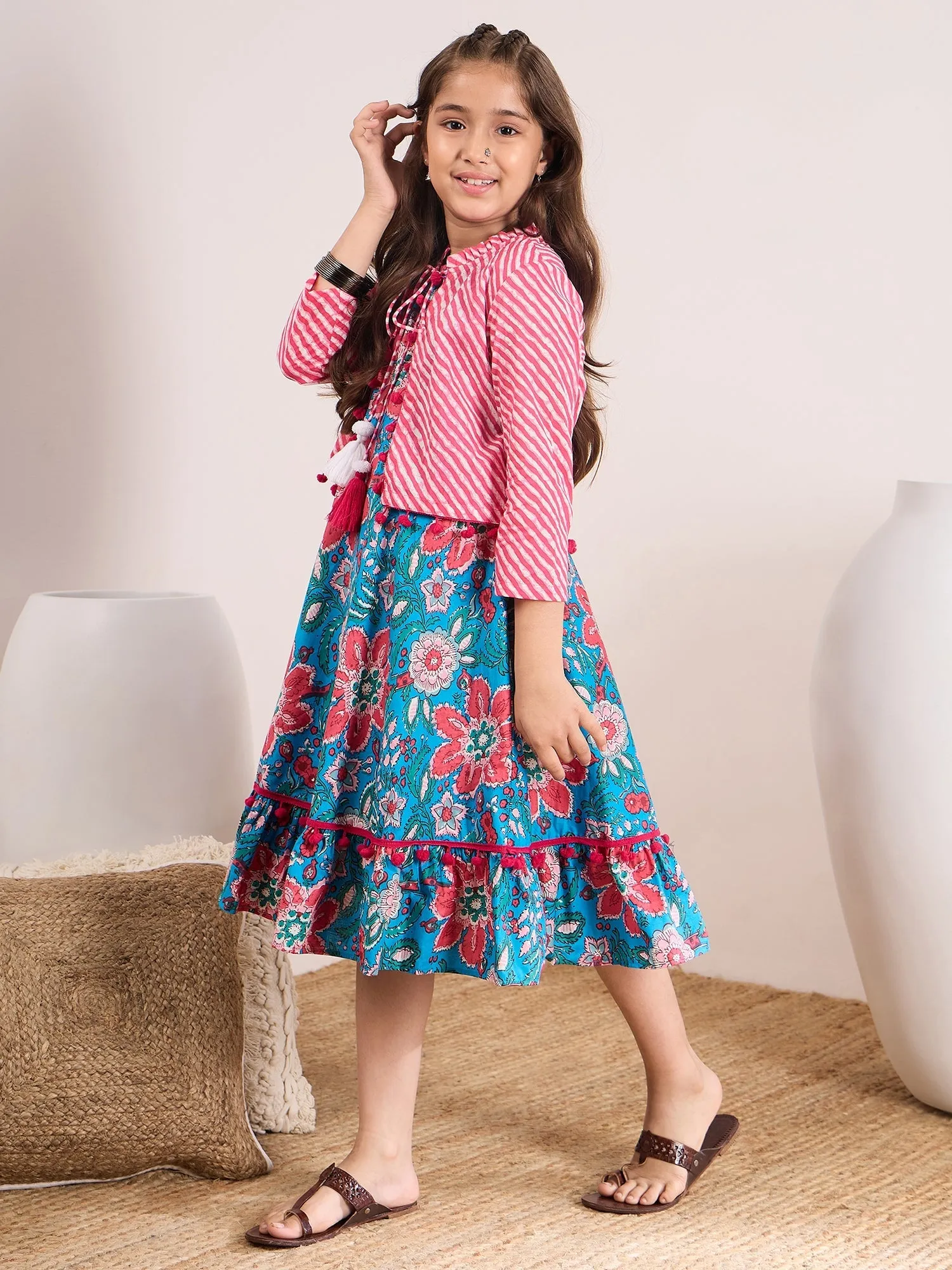Floral Print A-Line Midi Dress
