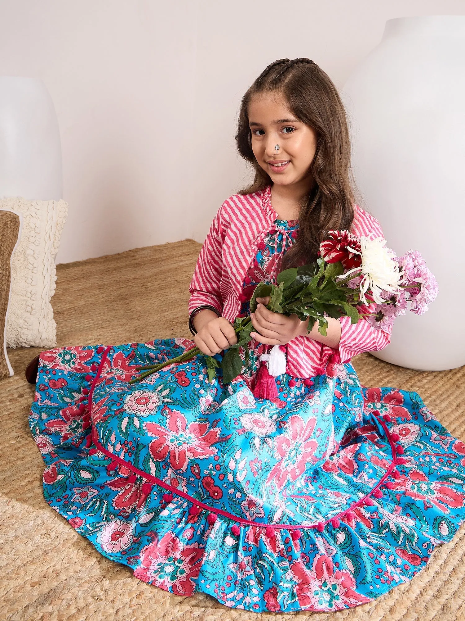 Floral Print A-Line Midi Dress