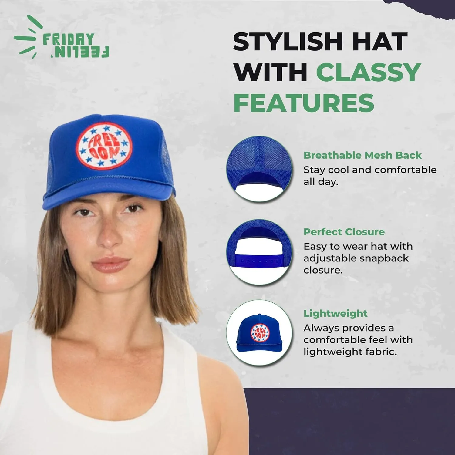 Friday Feelin' Trucker Hat Women Men Baseball Caps Western Trucker Hats Baseball Hats Easy Cap Trendy Gifts - One Size