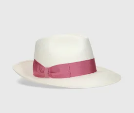 Giulietta Panama Hat White Ribbon Pink