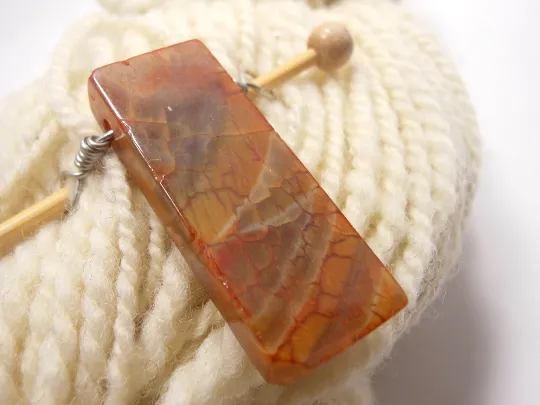Handmade Natural Stone Shawl Pin ~ Wire Wrapped Stone ~ Agate Column F