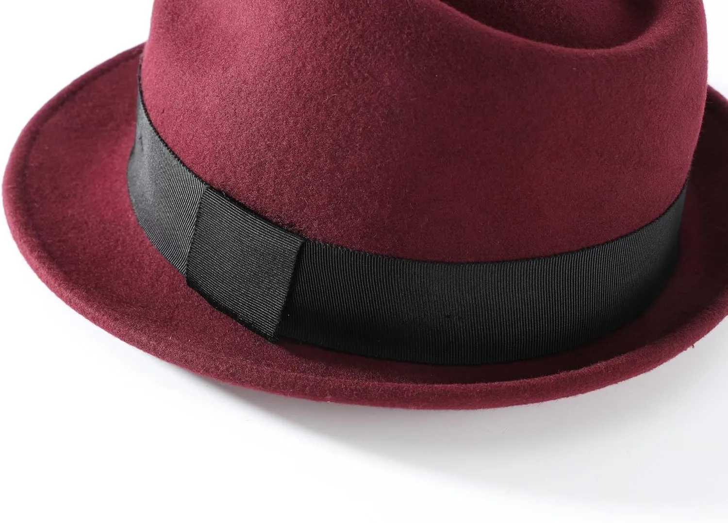 Home Prefer Men's Wool Felt Winter Hat Short Brim Fedora Hat