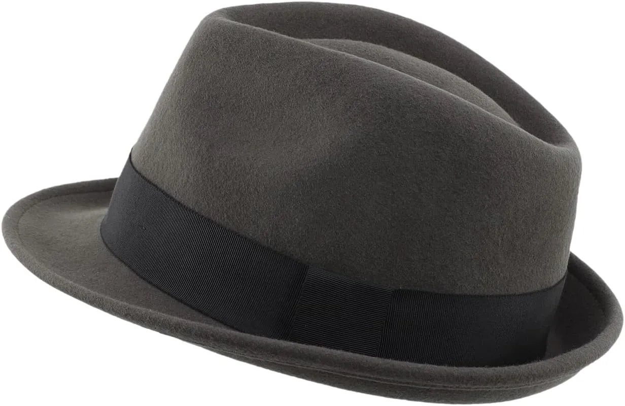 Home Prefer Men's Wool Felt Winter Hat Short Brim Fedora Hat
