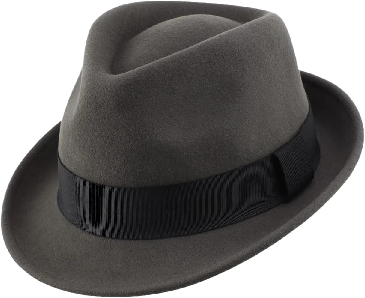 Home Prefer Men's Wool Felt Winter Hat Short Brim Fedora Hat