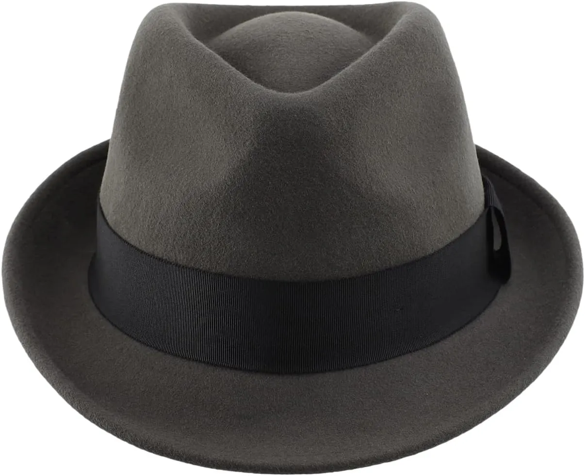 Home Prefer Men's Wool Felt Winter Hat Short Brim Fedora Hat