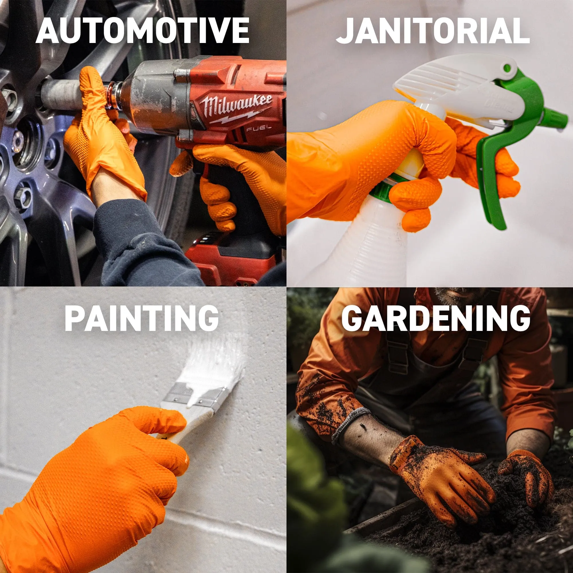 Industrial Grade Nitrile Gloves, Orange, Box of 100 Pieces, 8 Mil - 72HRS