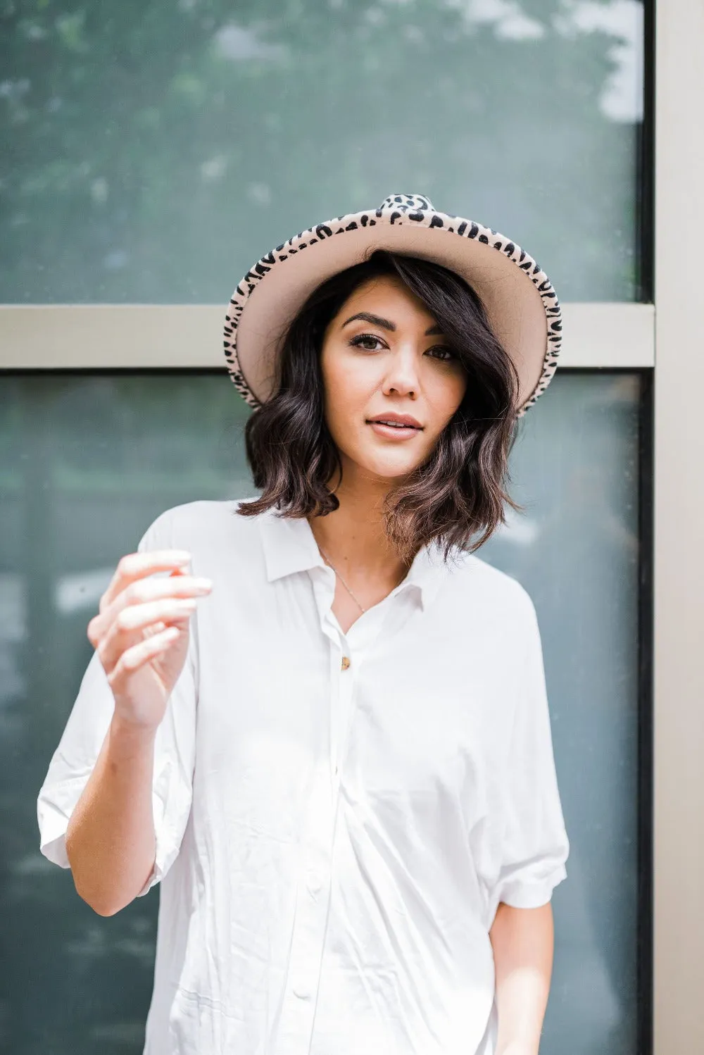 Jane Leopard Panama Hat - Final Sale