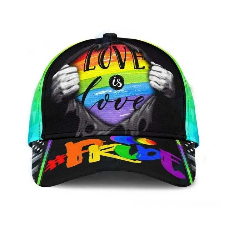 Lgbt Accessories 3D Cap Rainbow Love Is Love, Gift To Gay Husband