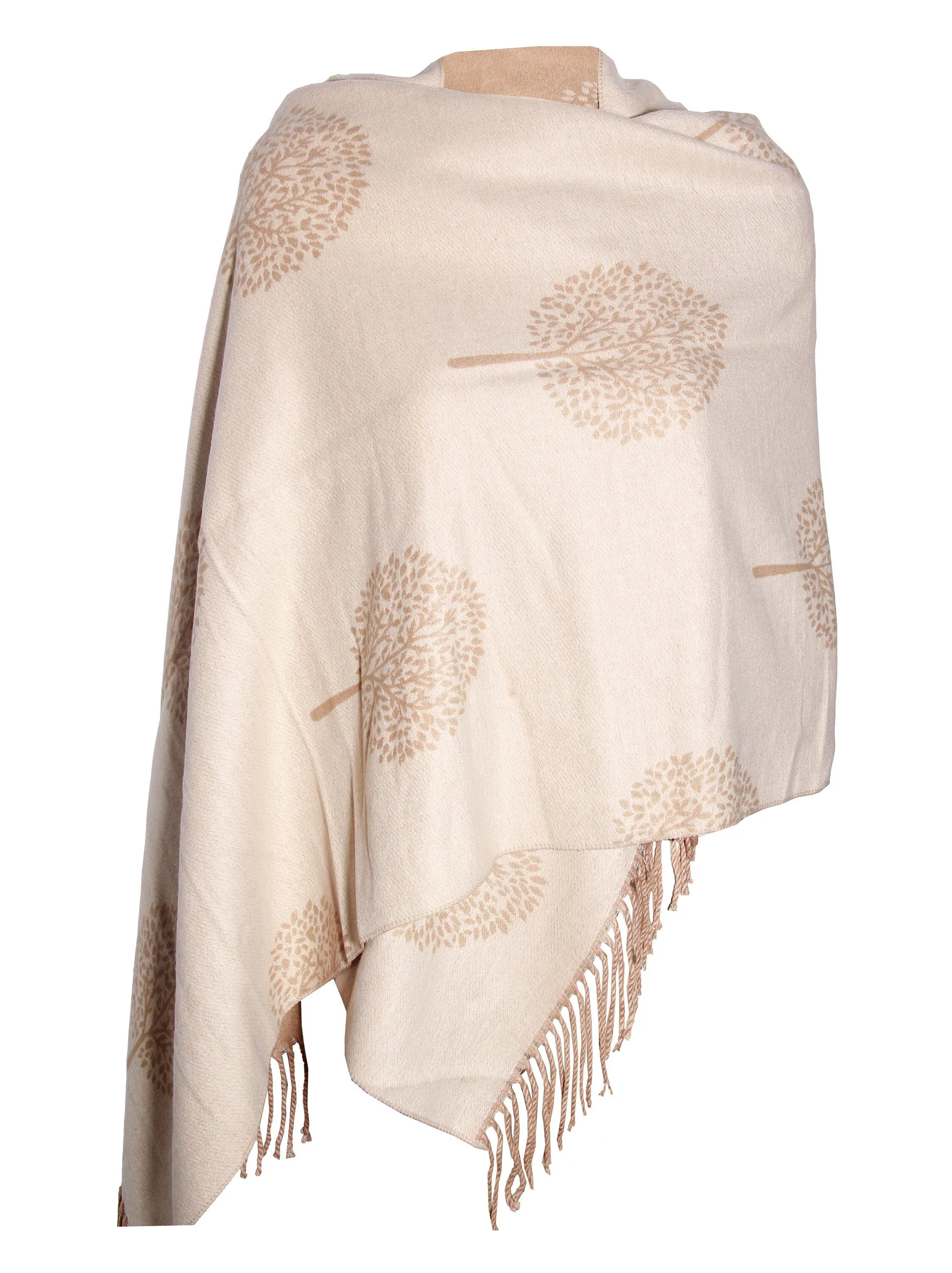 LUXURY BEIGE CREAM cashmere scarf mulbery tree print reversible super soft winter shawl unisex trending scarf Xmas gift for him and her