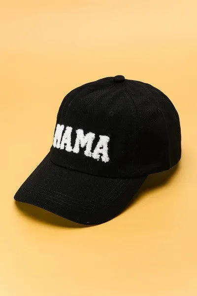 Mama Baseball Cap - Black Color / Sherpa Letters