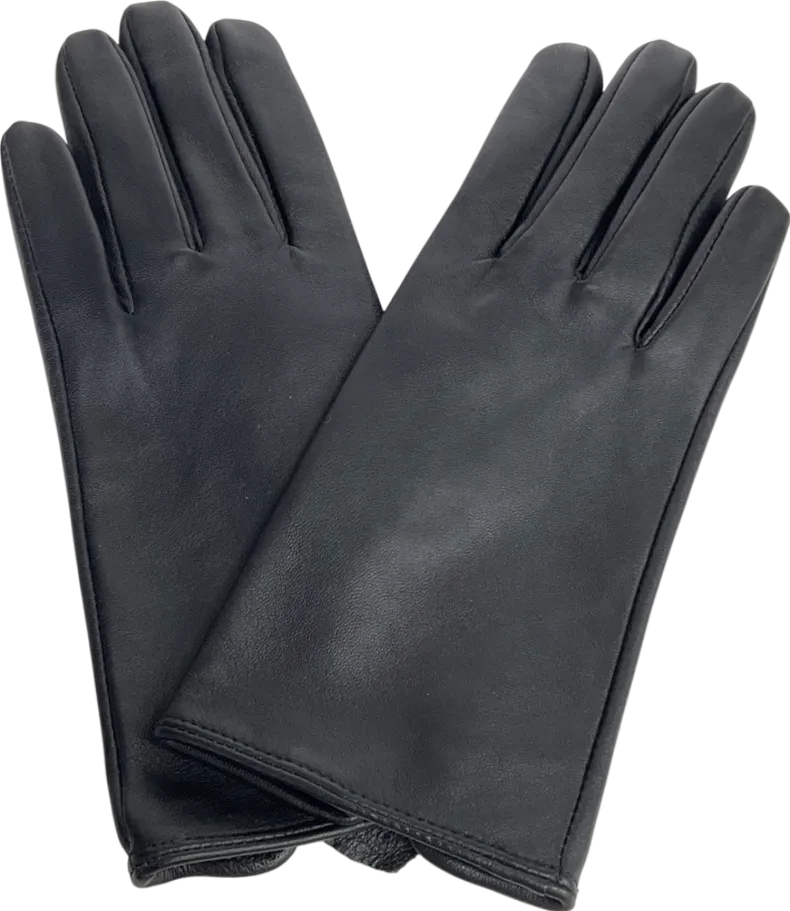 M&S Black Leather Warm Lined Gloves UK S