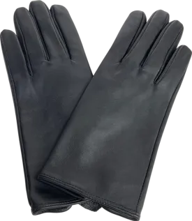 M&S Black Leather Warm Lined Gloves UK S
