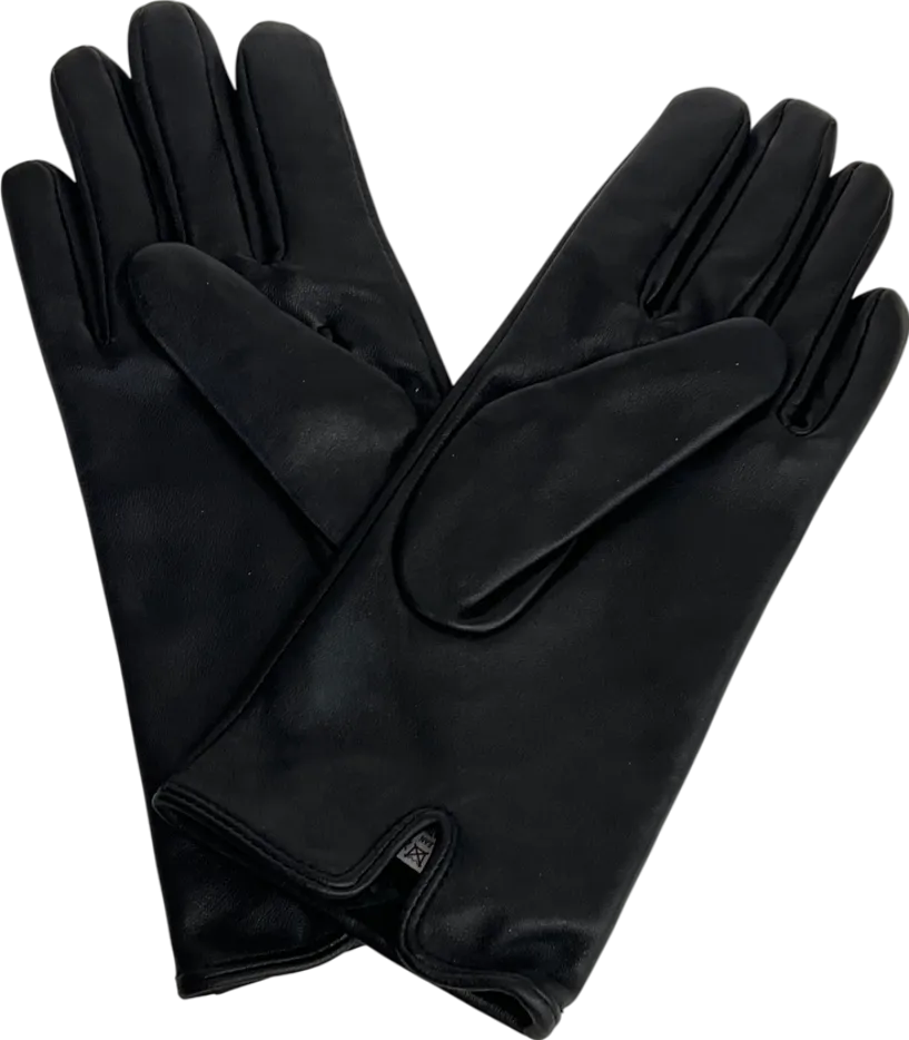 M&S Black Leather Warm Lined Gloves UK S