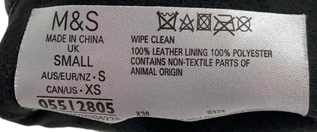 M&S Black Leather Warm Lined Gloves UK S